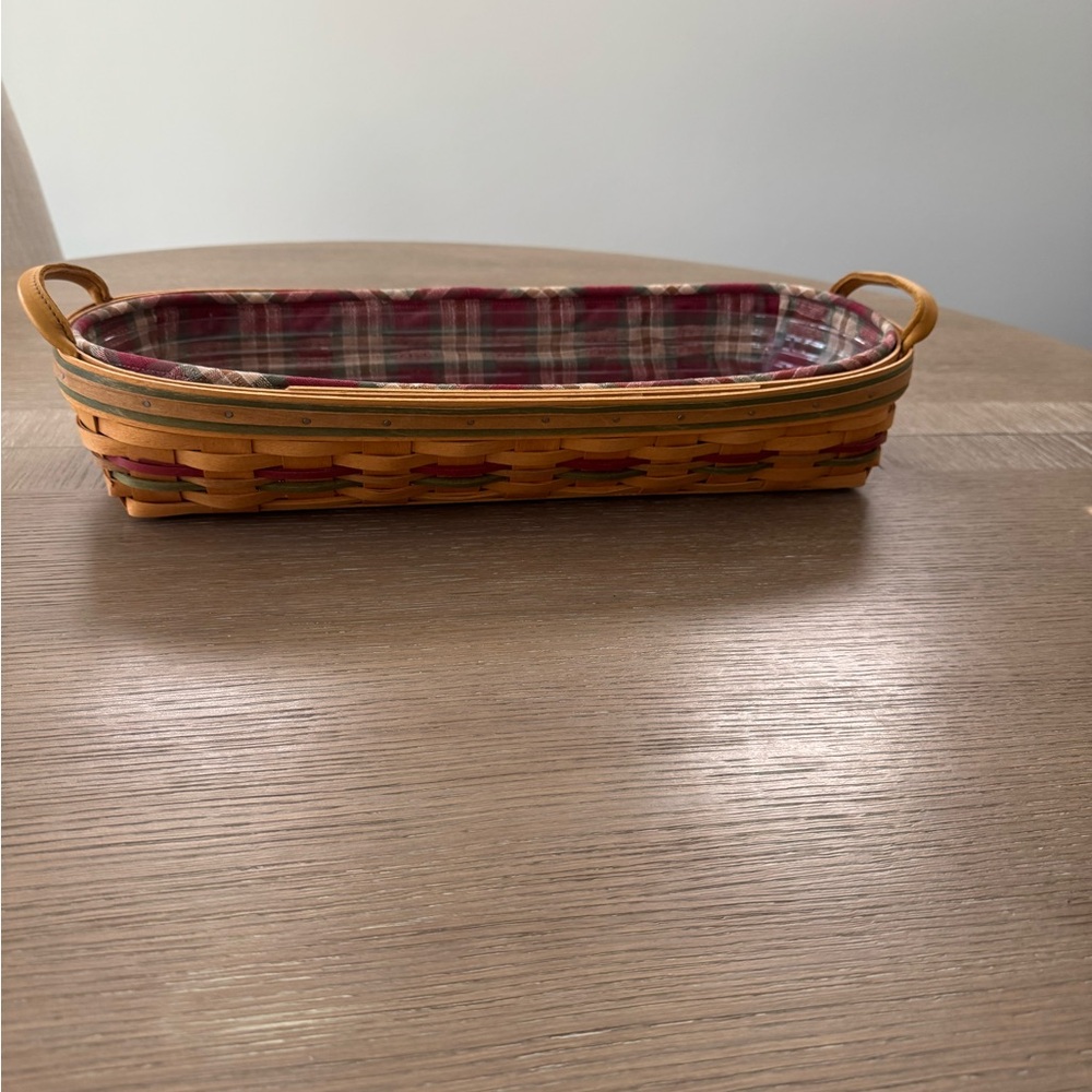 Longaberger  Lined Woven Basket with plaid lining